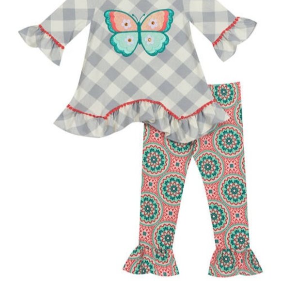 'RARE EDITIONS' TOP & PANTS BUTTERFLY SET - Picture 11 of 15